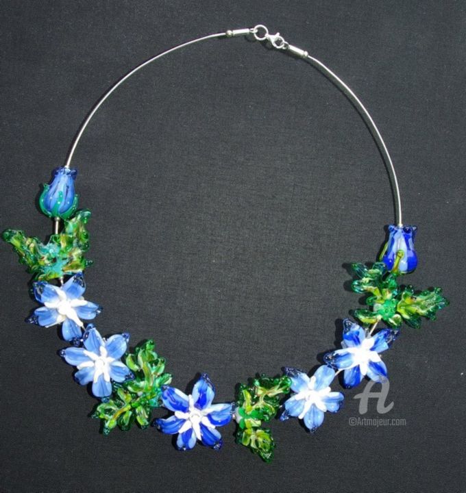 "Flowers necklace st…" başlıklı Design Rasa Cepele tarafından, Orijinal sanat, Takı
