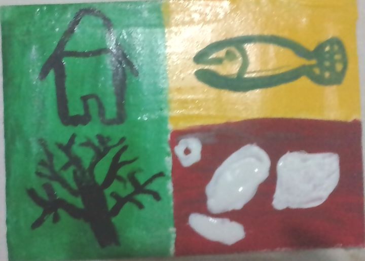 Peinture intitulée "le bénin et sa dive…" par Constantin Degan Glele, Œuvre d'art originale, Huile