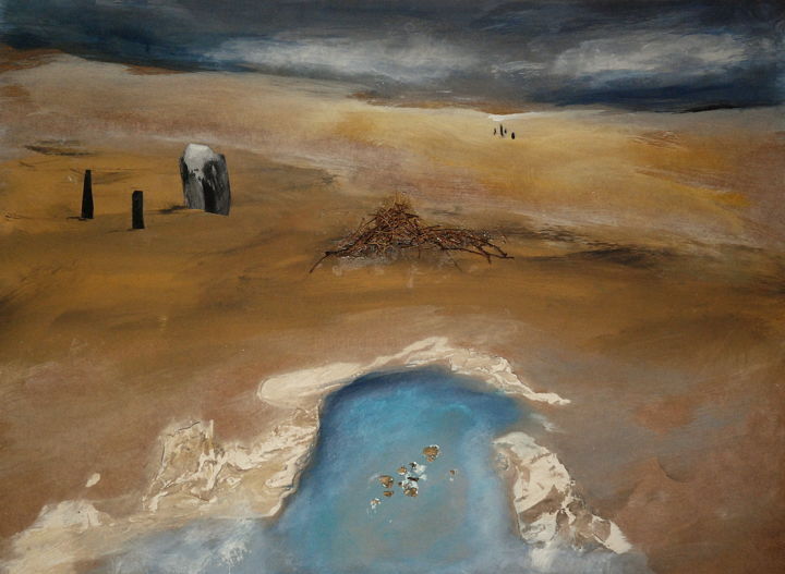 Painting titled "Paysage imaginaire 1" by Daniel Greuzard, Original Artwork, Acrylic