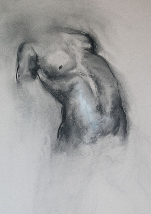 Рисунок под названием "dessin-nu 3" - Daniel Greuzard, Подлинное произведение искусства, Древесный уголь