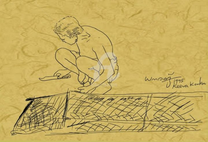 Drawing titled "theyyam-1.jpg" by Dhanaraj Keezhara, Original Artwork