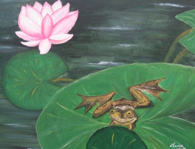 绘画 标题为“Lotus pond tile 1” 由Dharani (Dee), 原创艺术品