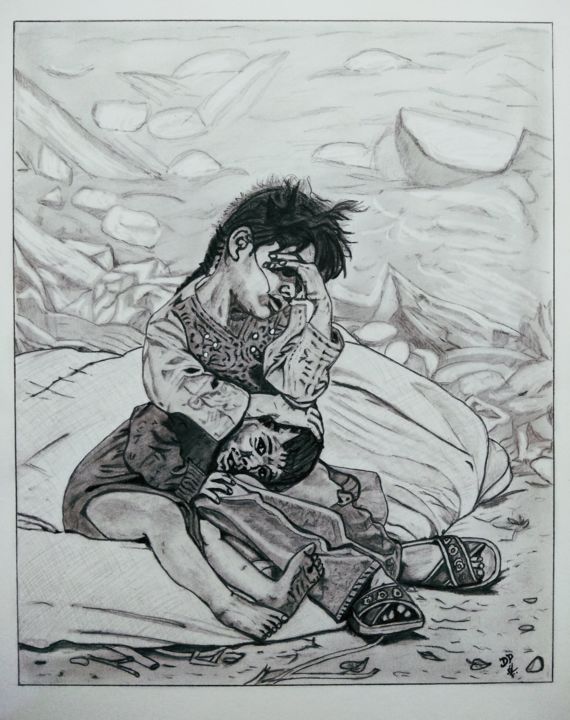 Drawing titled "Save Life" by Dharmesh Panchal, Original Artwork, Pencil