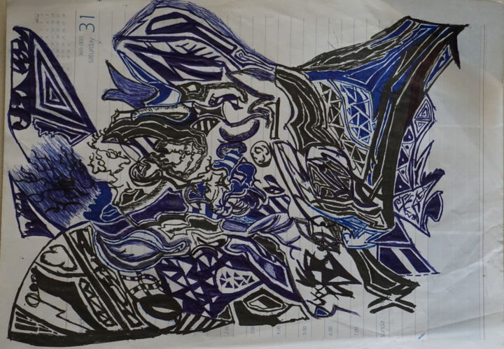 Dessin intitulée "Random Scribbling" par Dhruv Sharma, Œuvre d'art originale, Autre