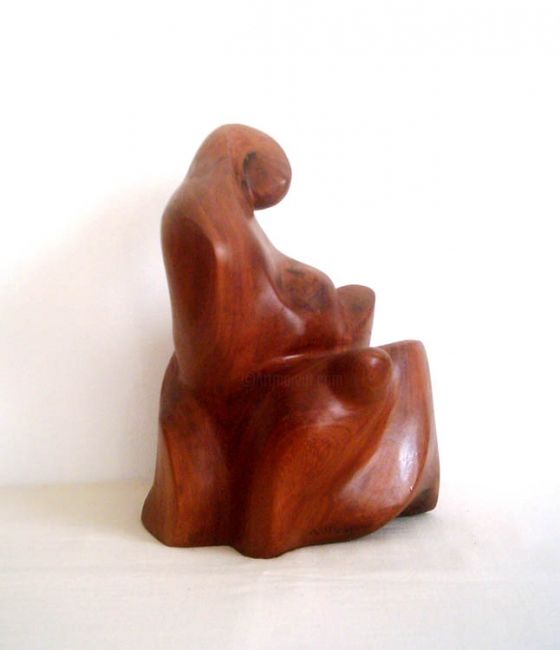 Sculpture intitulée ""Regard en Soi"" par Dhyaneswar Dausoa, Œuvre d'art originale, Bois