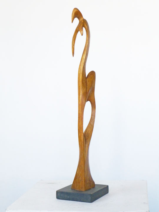 Sculpture titled "Dancing" by Dhyaneswar Dausoa, Original Artwork, Wood