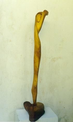Sculpture titled ""Exaltée"" by Dhyaneswar Dausoa, Original Artwork, Wood