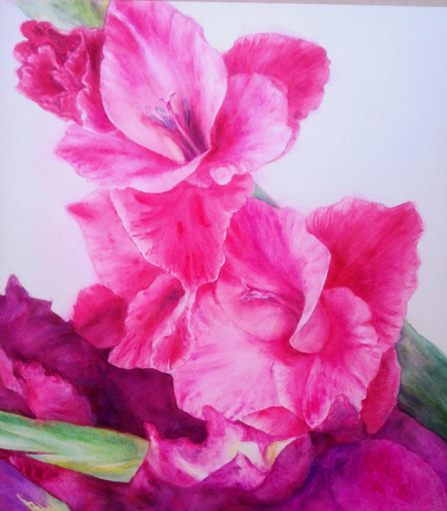 绘画 标题为“spring pink” 由Di Hao, 原创艺术品, 水彩