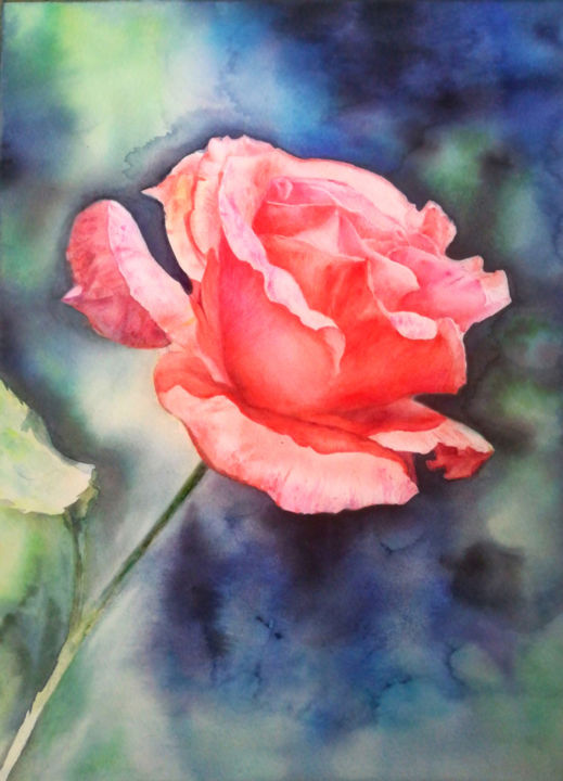 Painting titled "my  flowers" by Di Hao, Original Artwork, Watercolor
