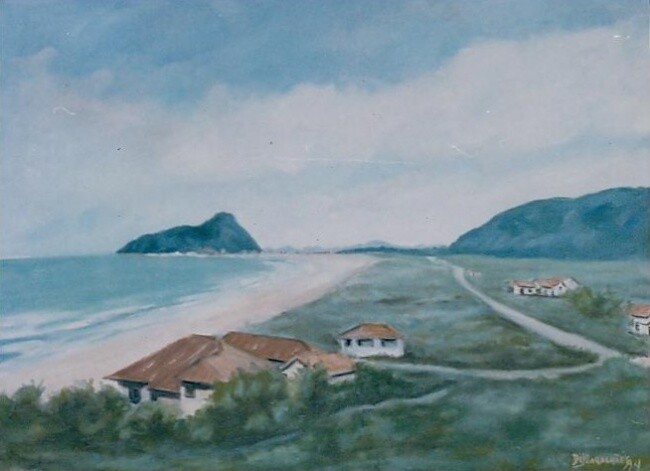 Pintura intitulada "Praia de Caiobá 1949" por Di Magalhães, Obras de arte originais