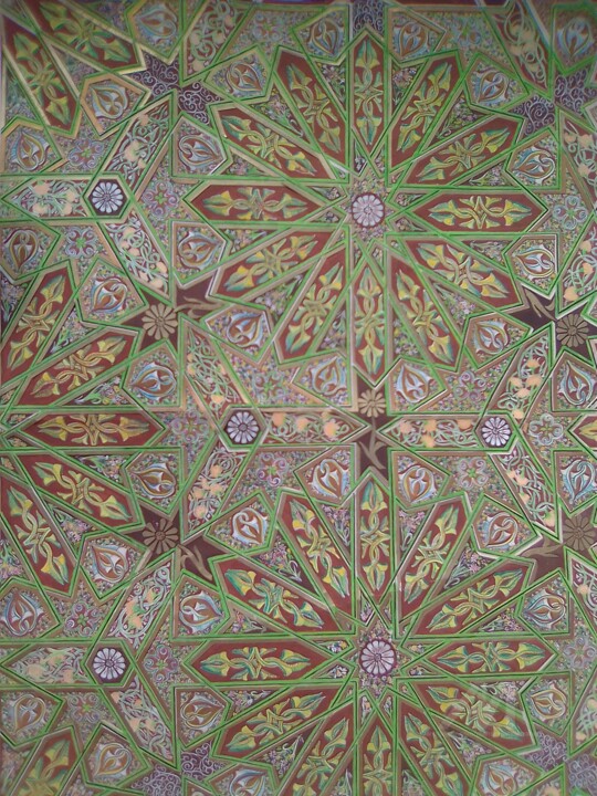 Peinture intitulée "nouveaux Motifs" par Diamane Abderrahim, Œuvre d'art originale, Gouache
