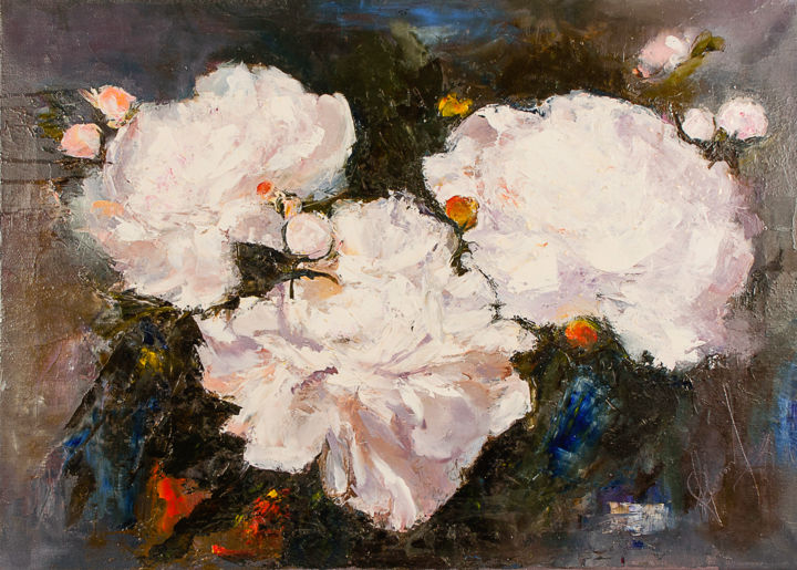Картина под названием "Flowers of my heart" - Diana Bon, Подлинное произведение искусства, Масло