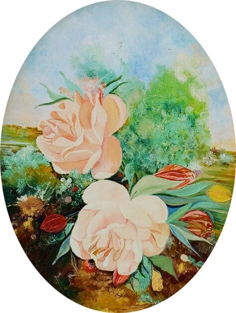 Painting titled "Rose in primo piano" by Diana Carnevale, Original Artwork