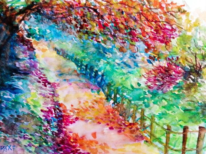 Malarstwo zatytułowany „Beautiful watercolo…” autorstwa Diana Dimova - Traxi, Oryginalna praca, Akwarela Zamontowany na Szkło