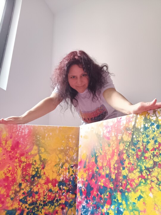 Peinture intitulée "Set of two Colorful…" par Diana Dimova - Traxi, Œuvre d'art originale, Acrylique