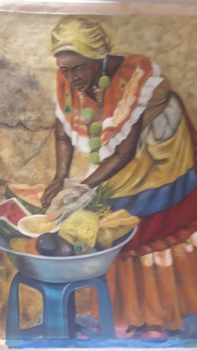 Painting titled "La Palanquera" by Diana Francia, Original Artwork, Oil