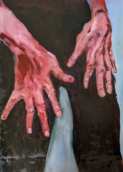 Painting titled "Hände" by Diana Knepper, Original Artwork, Oil