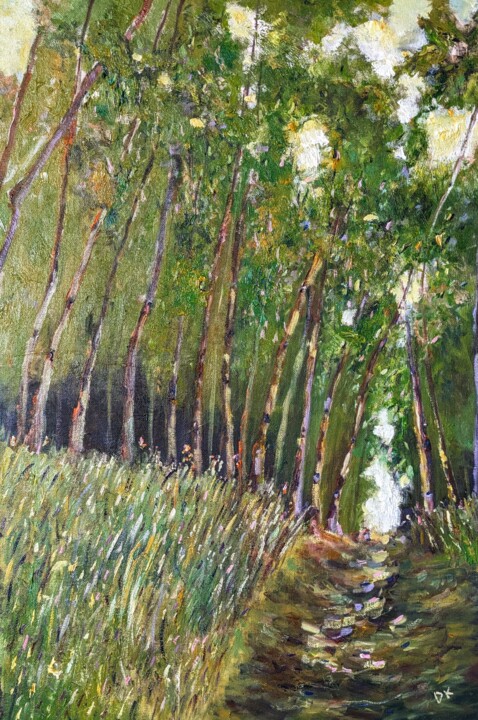 Malerei mit dem Titel "Waldblicke im Frühl…" von Diana Knepper, Original-Kunstwerk, Öl Auf Karton montiert