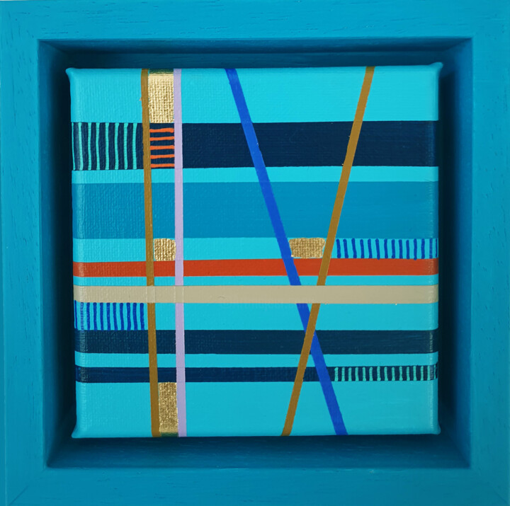 Painting titled "Turquoise connection" by Diana Large, Original Artwork, Acrylic Mounted on Wood Stretcher frame