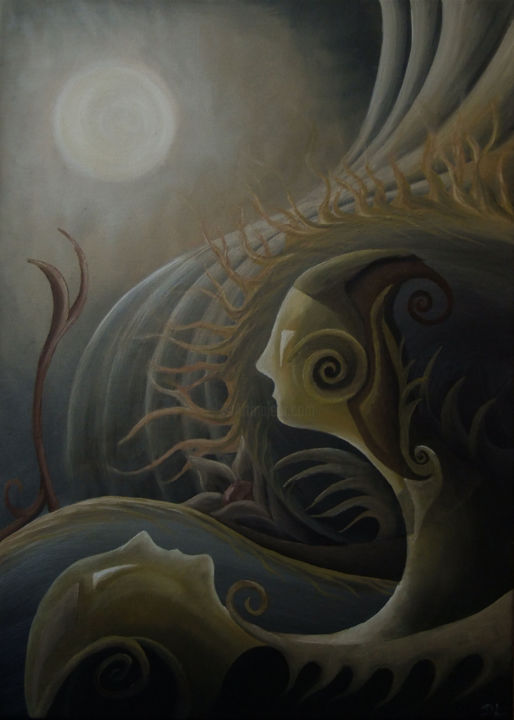 Malerei mit dem Titel "Between Two Worlds" von Diana Loura Zaidan, Original-Kunstwerk, Öl