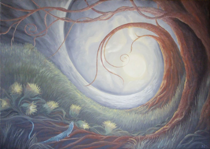 Painting titled "Dream Land" by Diana Loura Zaidan, Original Artwork, Oil