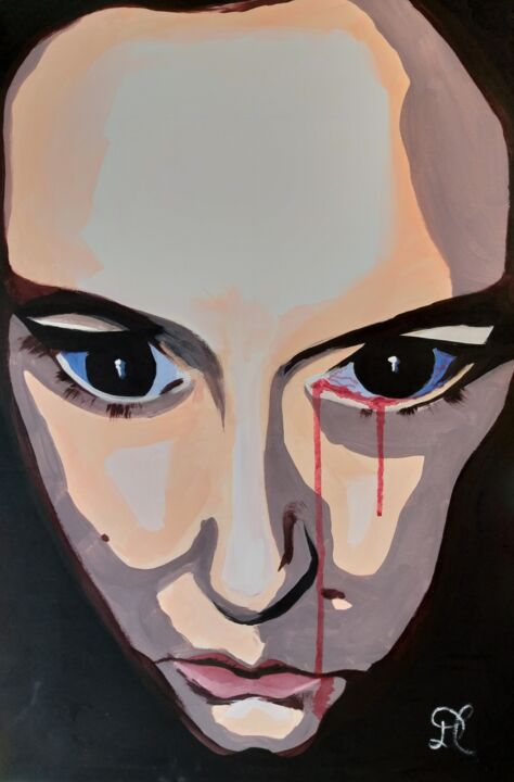 Painting titled "Blood Tears" by Diana Cunha, Original Artwork, Acrylic