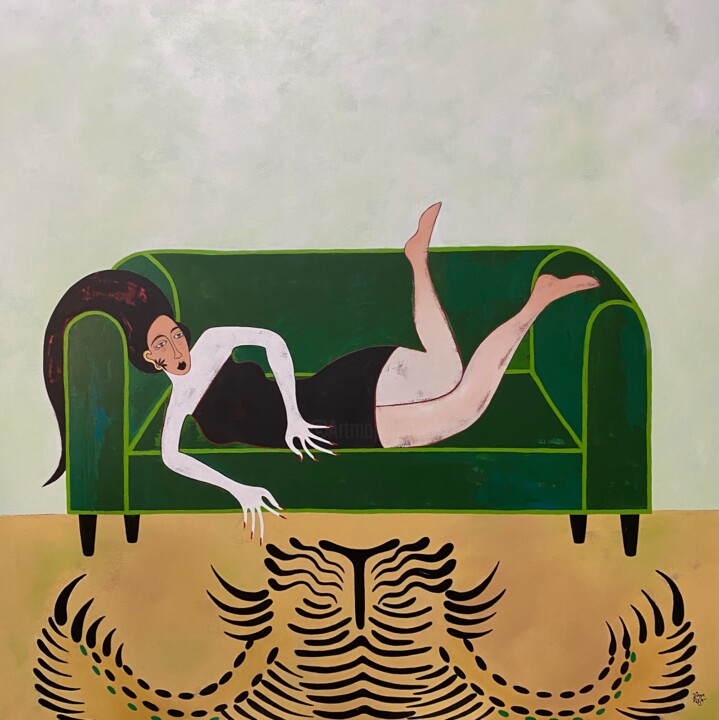 Peinture intitulée "Beauty and the beast" par Diana Rosa, Œuvre d'art originale, Acrylique Monté sur Châssis en bois