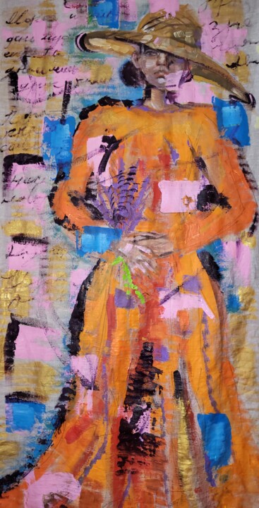 Peinture intitulée "Девушка в лаптях" par Diana Shunevich, Œuvre d'art originale, Acrylique