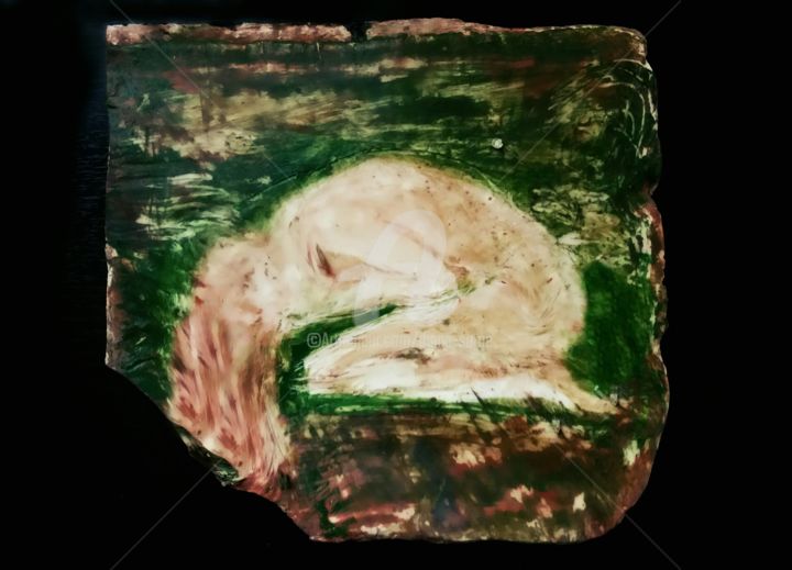 Painting titled "The green despair" by Diana Surge, Original Artwork, Other