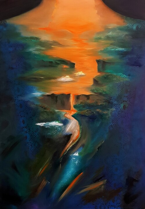 Картина под названием "Энергия жизни" - Diana Tlekova, Подлинное произведение искусства, Масло Установлен на Деревянная рама…