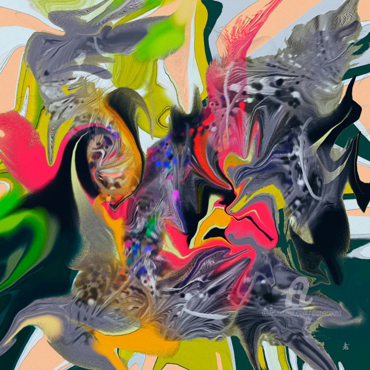 Digitale Kunst mit dem Titel "Mind Blown" von Diana Coatu, Original-Kunstwerk, Digitale Malerei