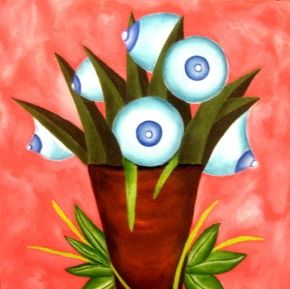 Pintura intitulada "Vaso com flores" por Diana Doctorovich, Obras de arte originais