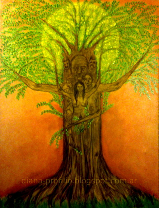 Pintura titulada "El árbol de la vida" por Diana Profilio, Obra de arte original