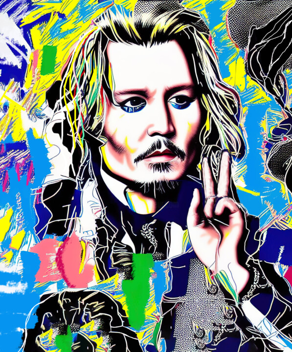 Peinture intitulée "Johnny Depp Pop Art" par Diana Ringo, Œuvre d'art originale, Huile