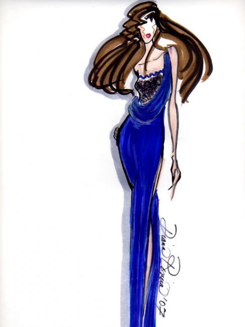 Tekening getiteld "Blue Velvet" door Diana Rivera, Origineel Kunstwerk, Anders