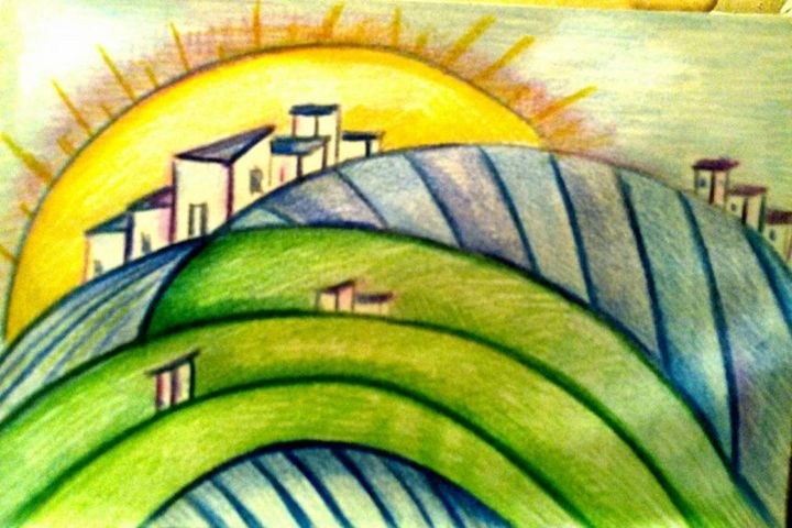 Drawing titled "la valle del sole" by Daniela Sasso, Original Artwork