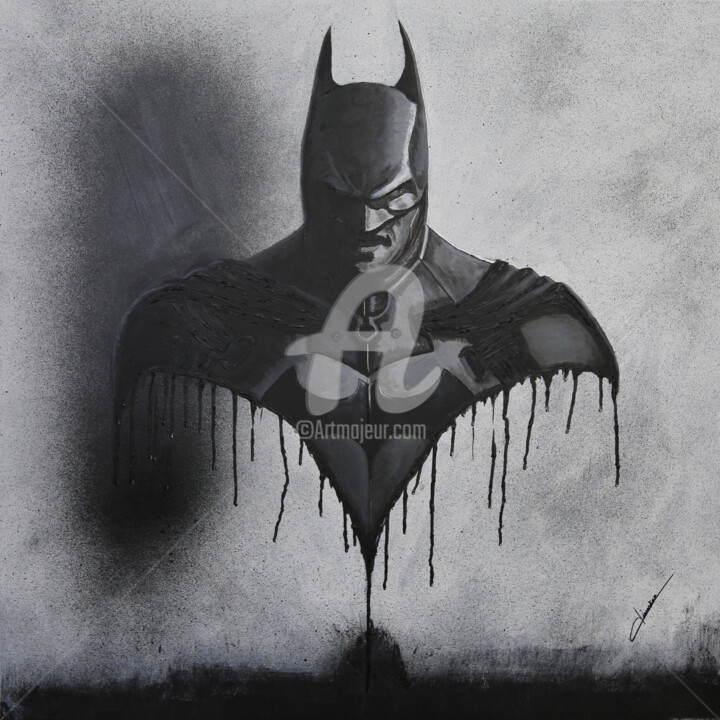 Painting titled "BATMAN - Buste XL" by Dianaskova Art, Original Artwork, Acrylic