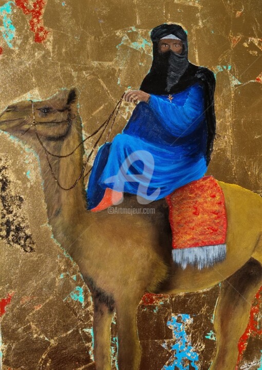 Painting titled "Diomaye, le Touareg" by Dianaskova Art, Original Artwork, Acrylic