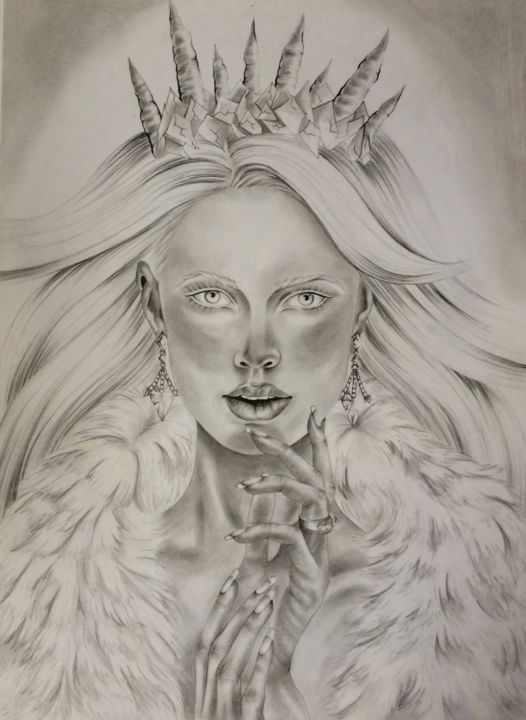Desenho intitulada "Ice Queen" por Diana Toma, Obras de arte originais, Grafite