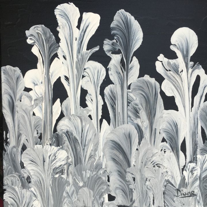 Painting titled "Champs d’iris- étude" by Diane Breton, Original Artwork, Acrylic