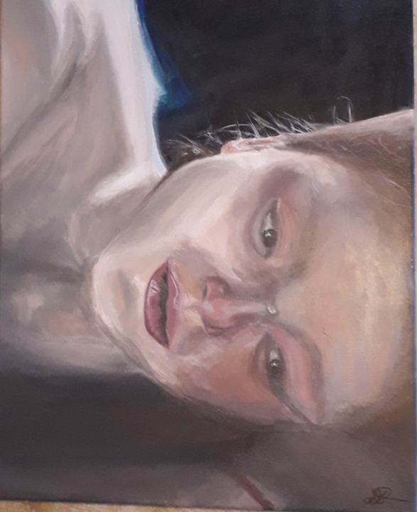 Peinture intitulée "Femme pleurant sur…" par Diane Busso, Œuvre d'art originale, Acrylique