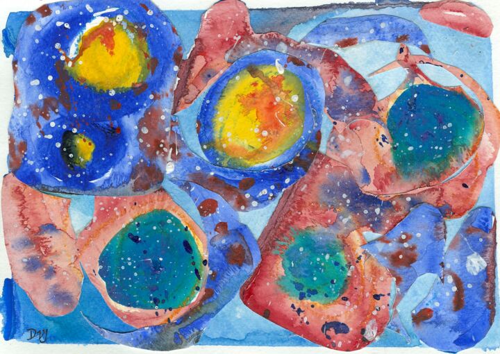 Peinture intitulée "Cosmos" par Diane Jones, Œuvre d'art originale, Collages