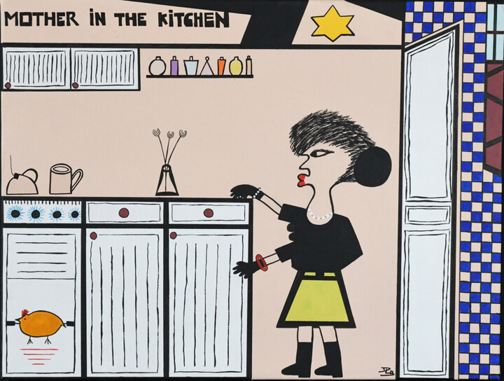 Peinture intitulée "MOTHER IN THE KITCH…" par Diane.Lb, Œuvre d'art originale, Acrylique Monté sur Châssis en bois