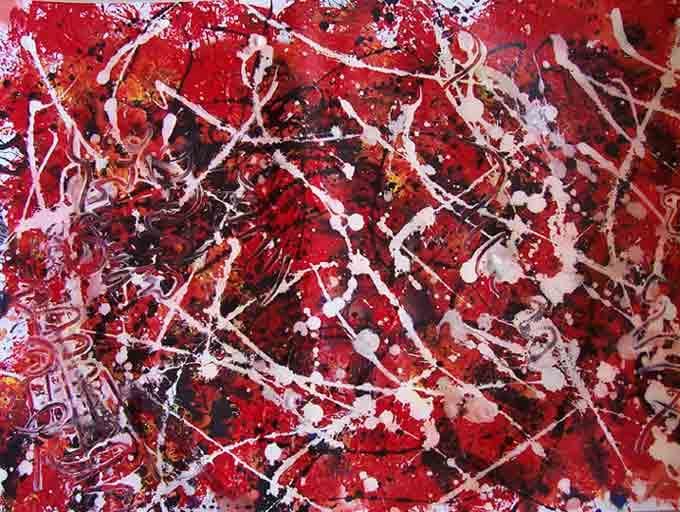Картина под названием "Rouge, Blanc et Noi…" - Diane Medus, Подлинное произведение искусства, Акрил