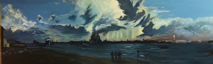 Peinture intitulée "Vue de Venise à par…" par Diane Medus, Œuvre d'art originale, Huile