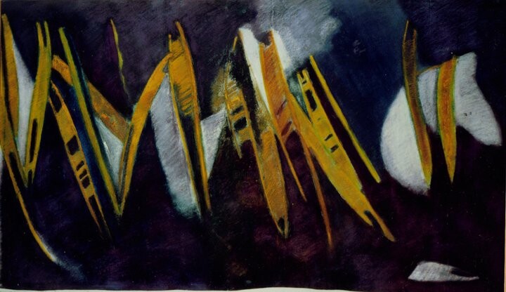 Painting titled "Nuit africaine II" by Diane Medus, Original Artwork, Pastel