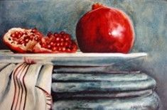 Painting titled "Pomme grenade" by Diane Forest, Original Artwork