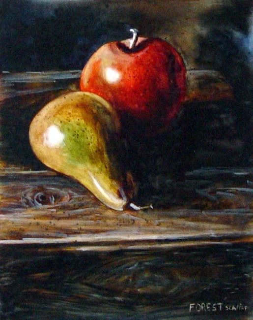 Painting titled "Pomme-Poire" by Diane Forest, Original Artwork