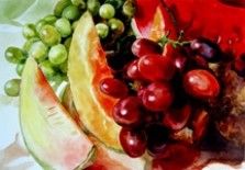 Painting titled "Fiesta de fruit" by Diane Forest, Original Artwork