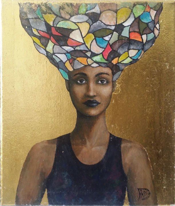 Peinture intitulée "Portrait Burkina 1" par Diane Robert Magnenan, Œuvre d'art originale, Acrylique